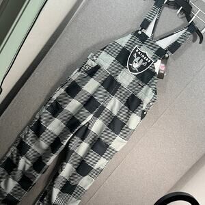 Las Vegas Raiders Mens Plaid Bib Overalls Size Large